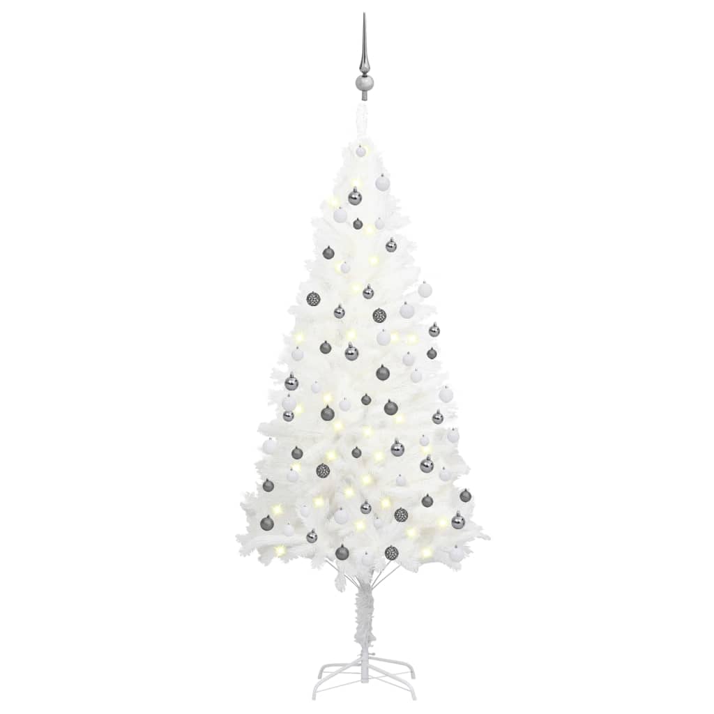 Vidaxl Kunstkerstboom med belysning og julekugler 180 cm hvid