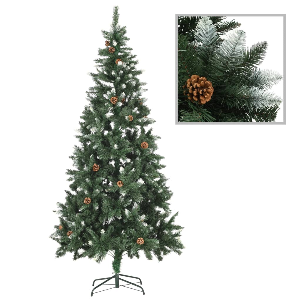 Vidaxl Kunstkerstboom med belysning og fyrretræer 210 cm