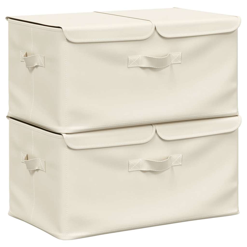 Vidaxl opbevaringsbokse 2 stk 50x30x25 cm stof crème farvet