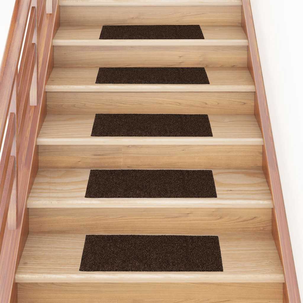 Vidaxl Stair Mats Self -fast 15 stykker 60x25 cm brun rektangulær
