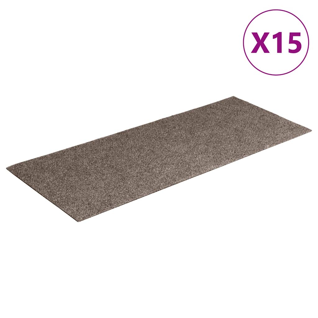 Vidaxl Stair Mats Self -fast 15 stykker 60x25 cm beige rektangulær