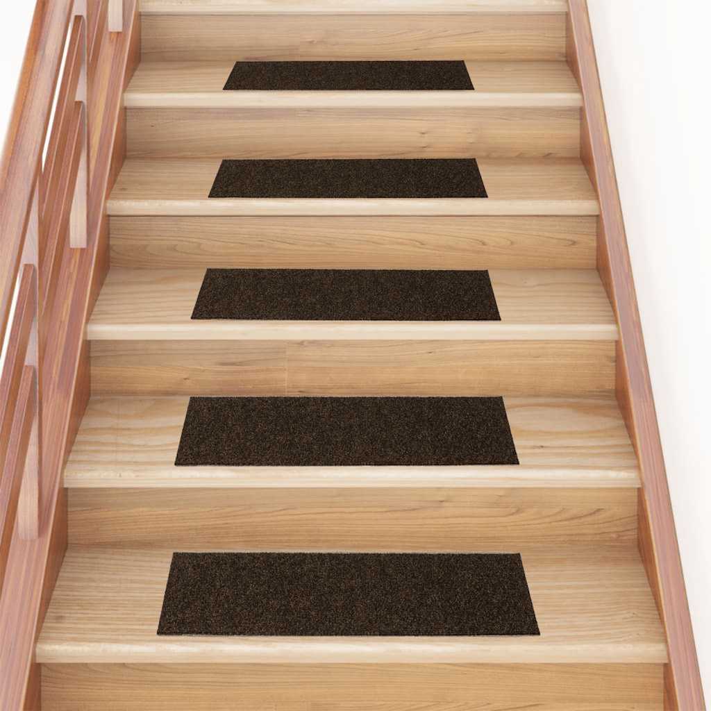 Vidaxl Stair Mats Self -fast 15 stykker 76x20 cm brun rektangulær