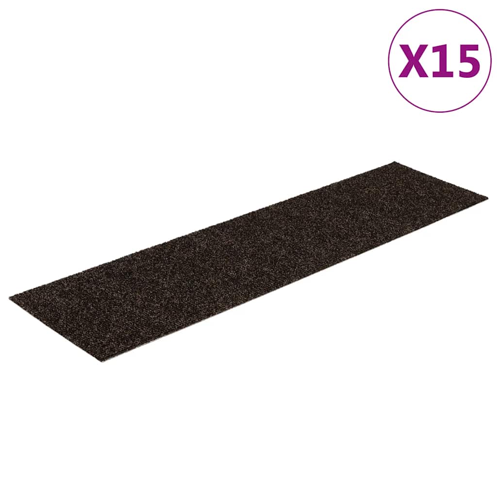 Vidaxl Stair Mats Self -fast 15 stykker 76x20 cm mørkebrun rektangulær