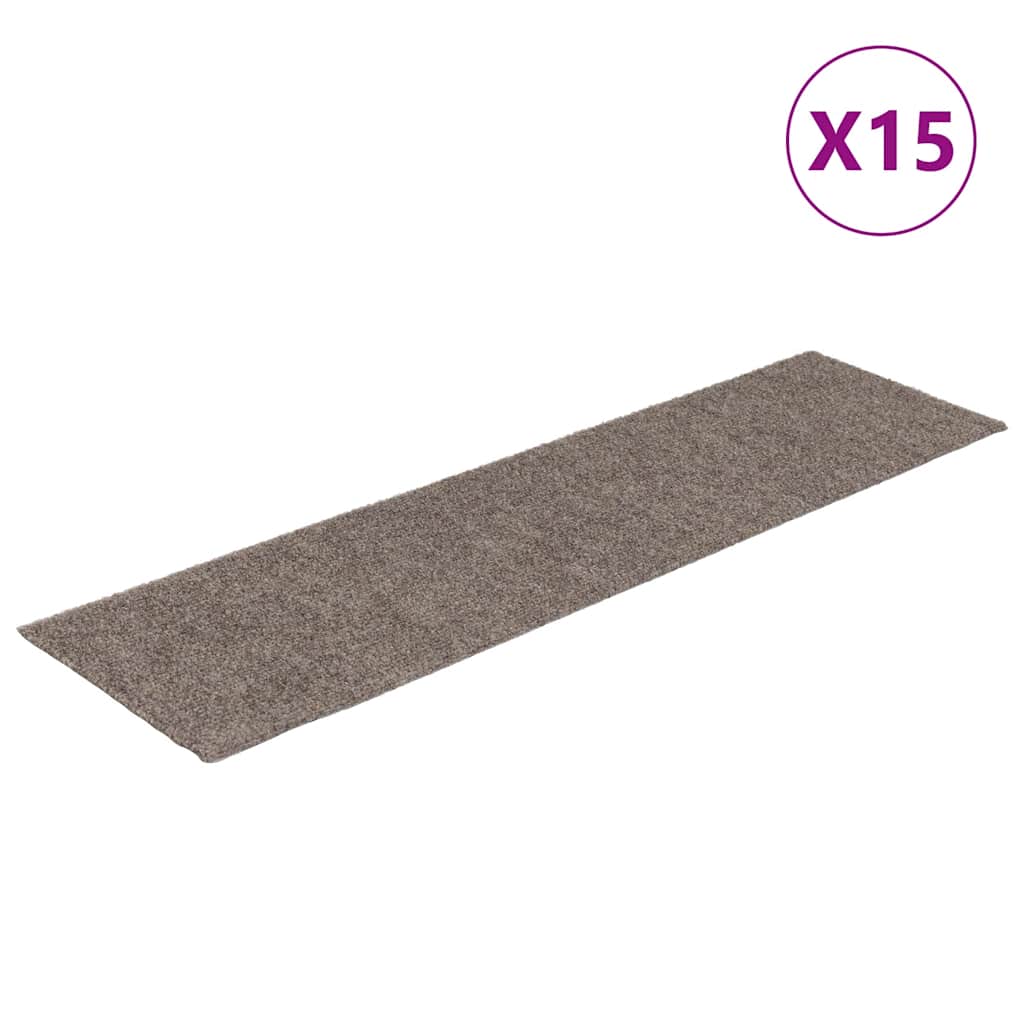 Vidaxl Stair Mats Self -fast 15 stykker 76x20 cm beige rektangulær