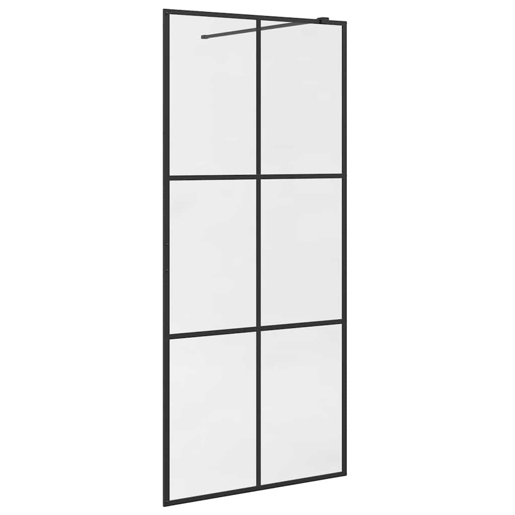 Vidaxl walk-in brusevæg 90x195 cm ESG-glas gennemsigtig og sort