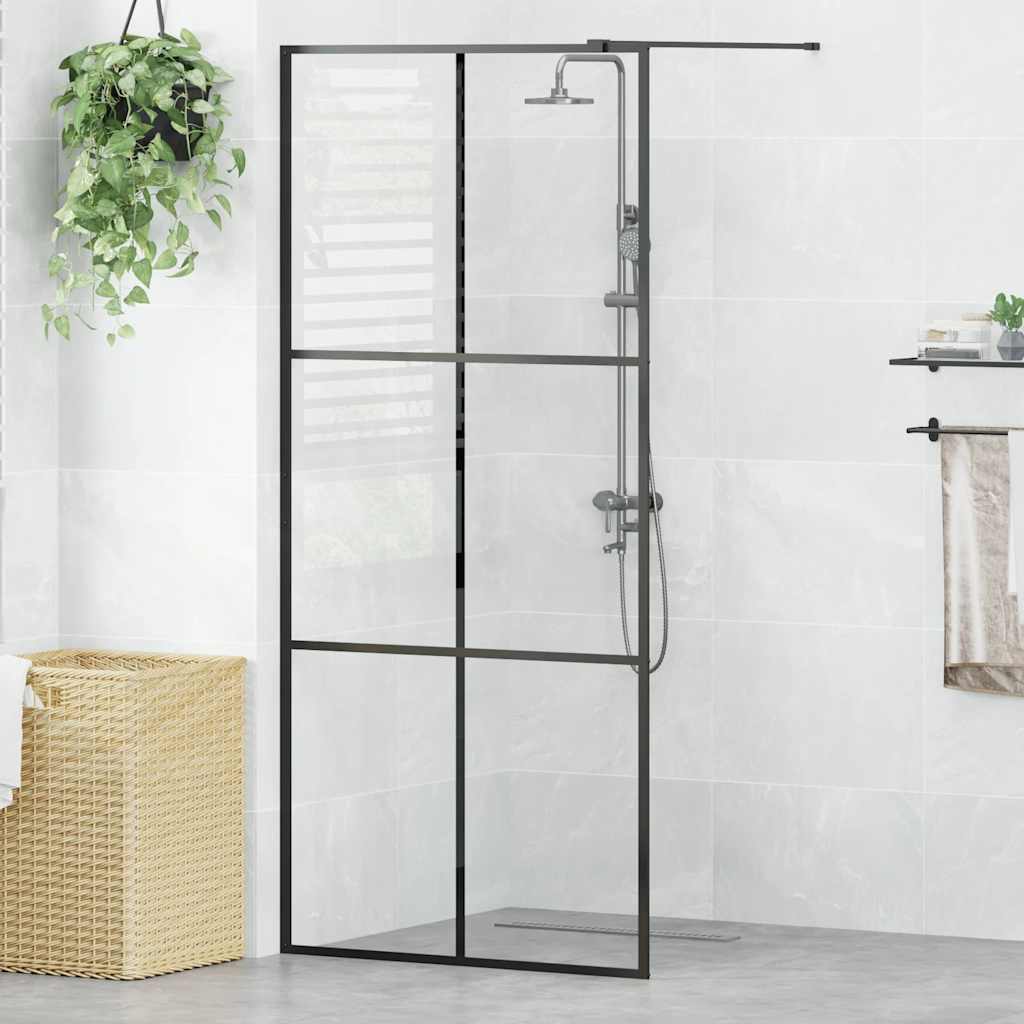Vidaxl walk-in brusevæg 90x195 cm ESG-glas gennemsigtig og sort