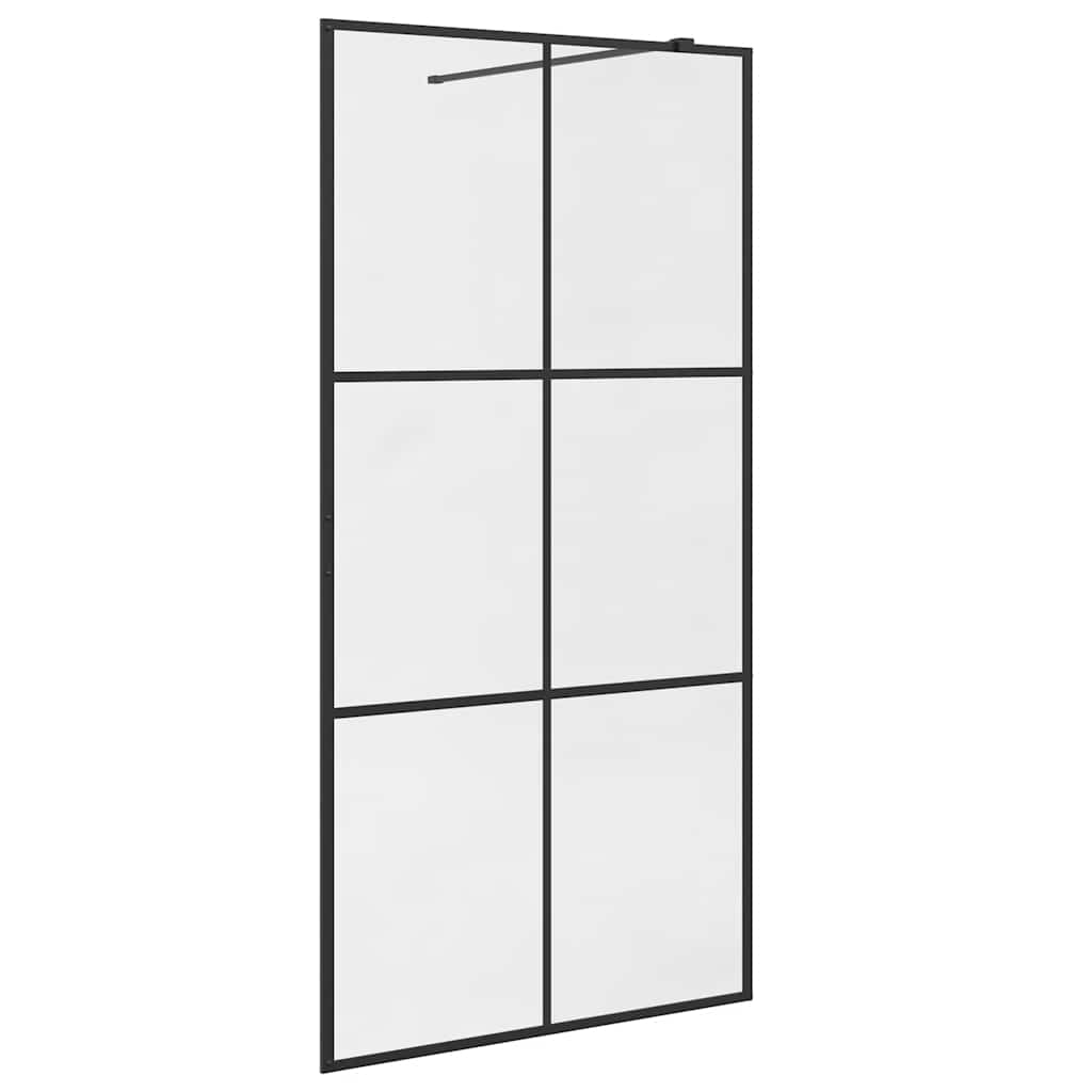 Vidaxl walk-in brusevæg 100x195 cm esg-glas gennemsigtig og sort