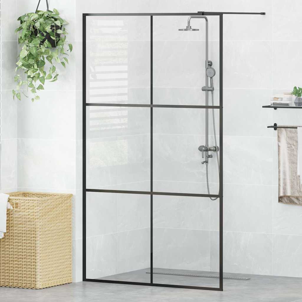 Vidaxl walk-in brusevæg 115x195 cm ESG-Glas Transparent og sort