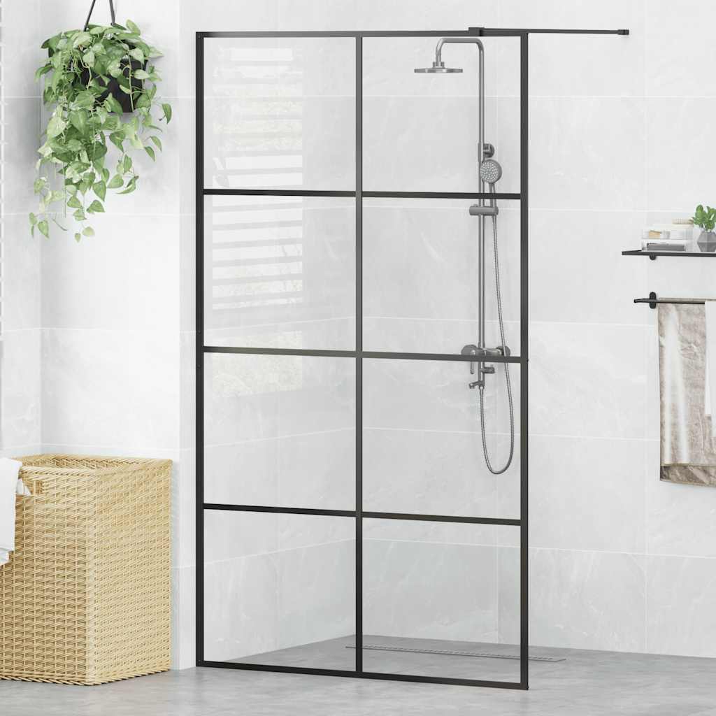 Vidaxl walk-in brusevæg 115x195 cm ESG-Glas Transparent og sort