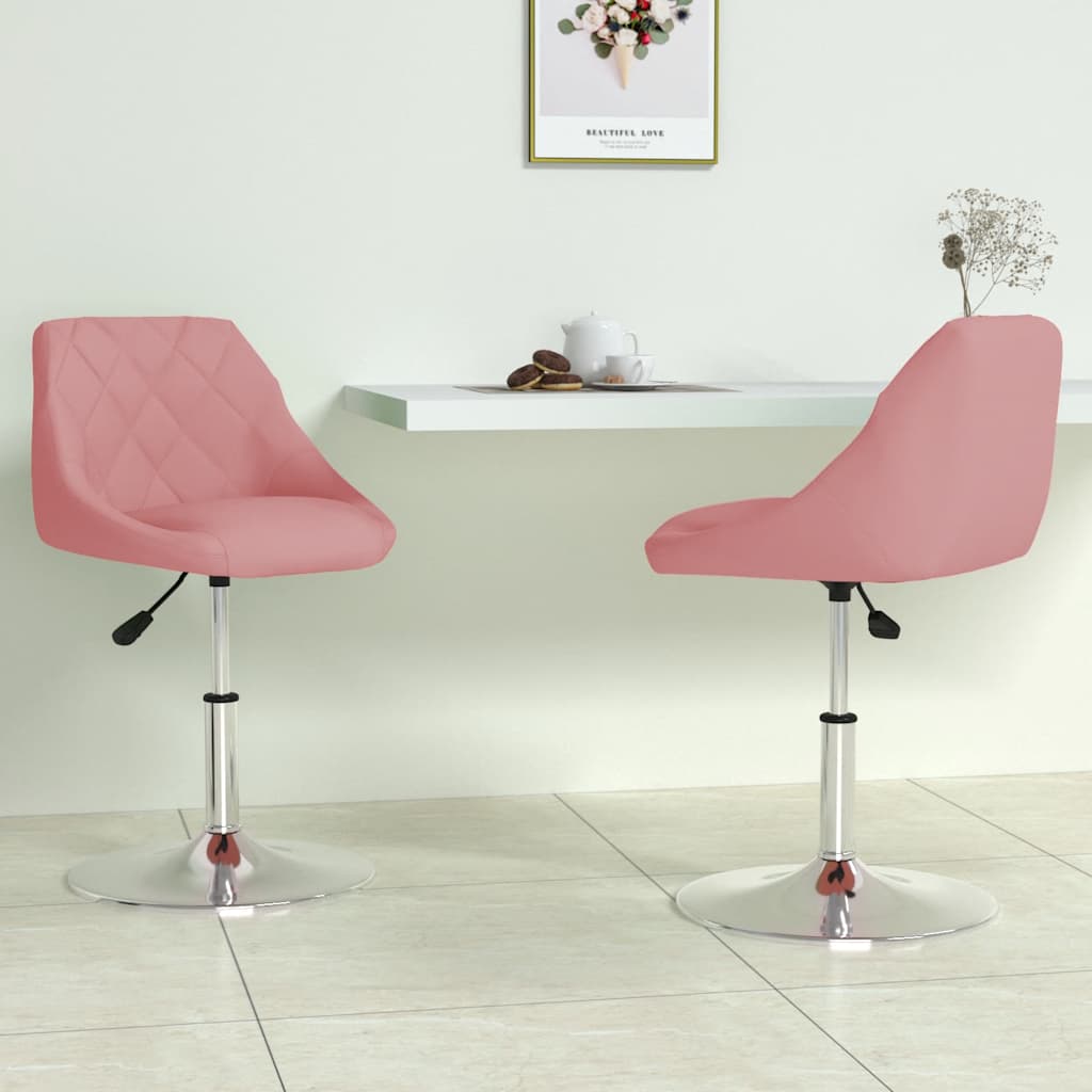 Vidaxl eetkamerstoelen draaibaar 2 st fluweel roze
