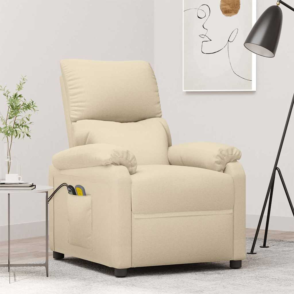 Vidaxl massagestoel elektrisch stof crèmekleurig