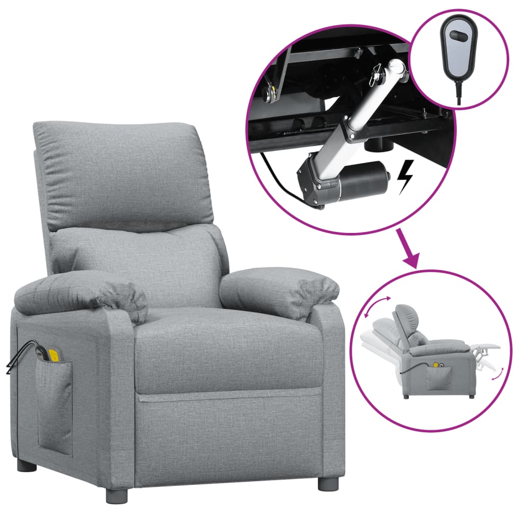 Vidaxl massagestoel elektrisch stof lichtgrijs