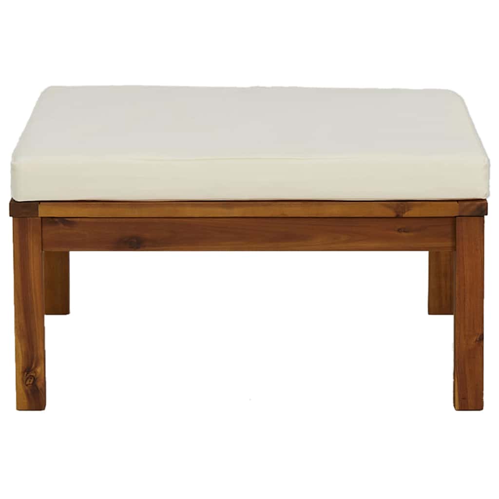 Vidaxl voetensteun met crèmewit kussen massief acaciahout
