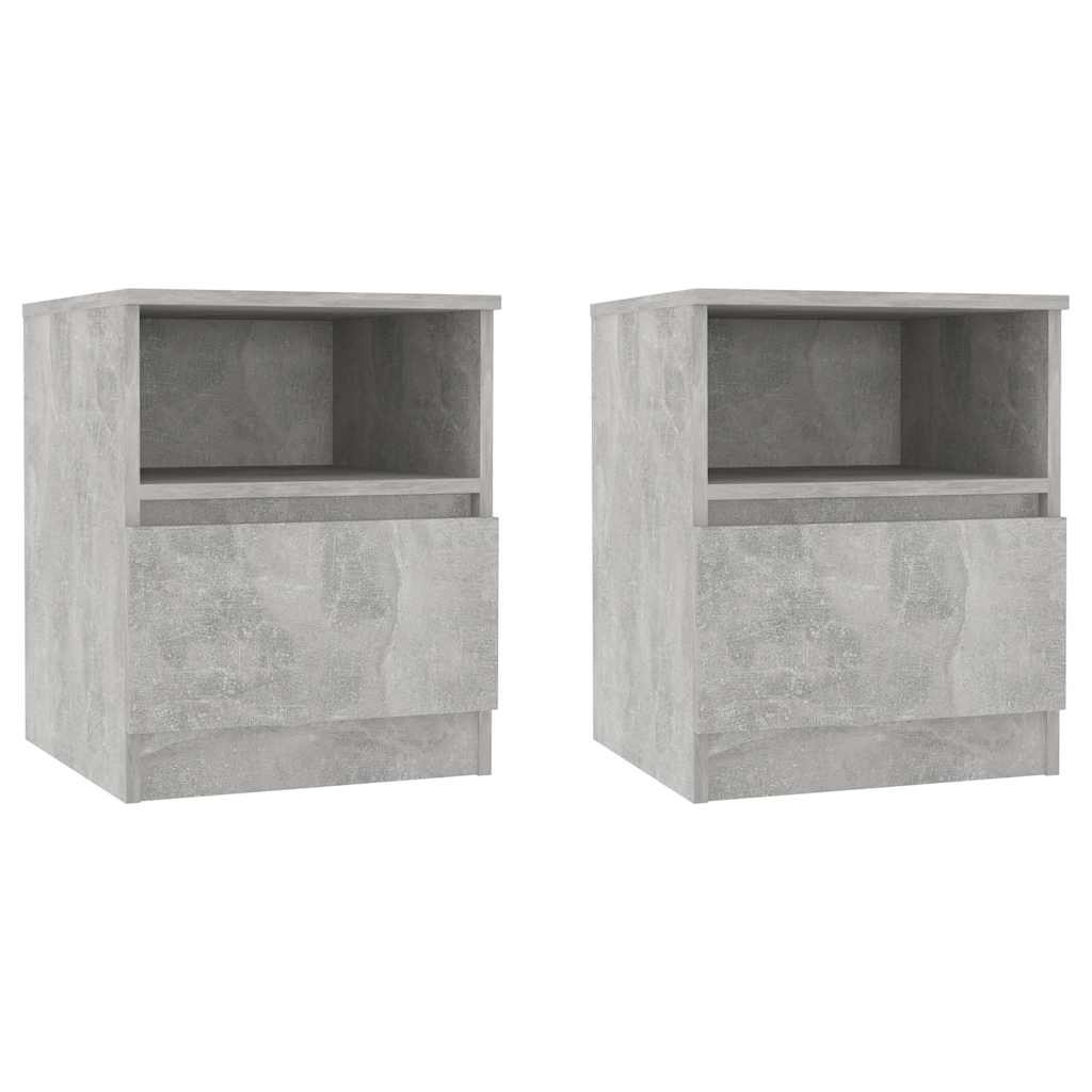 Vidaxl nachtkastjes 2 st 40x40x50 cm bewerkt hout betongrijs