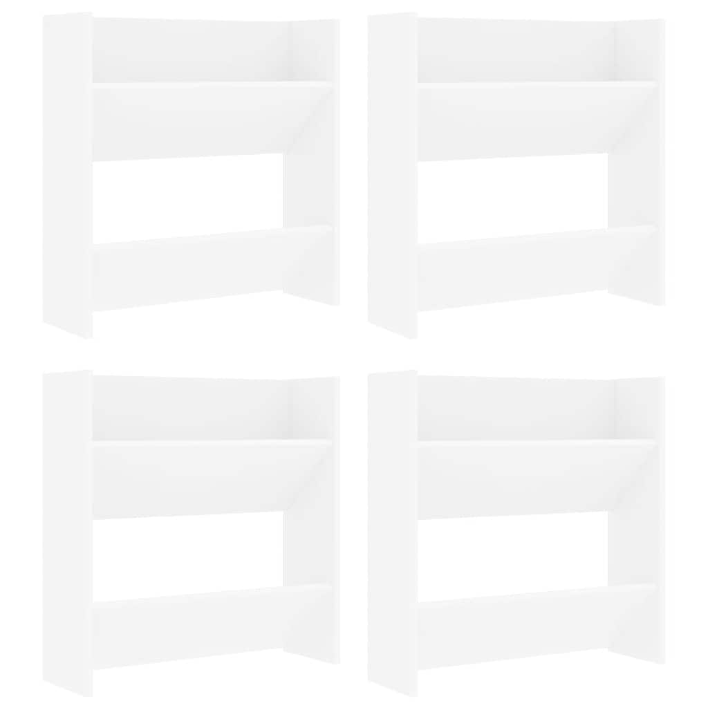 Vidaxl wandschoenenkasten 4 st 60x18x60 cm bewerkt hout wit