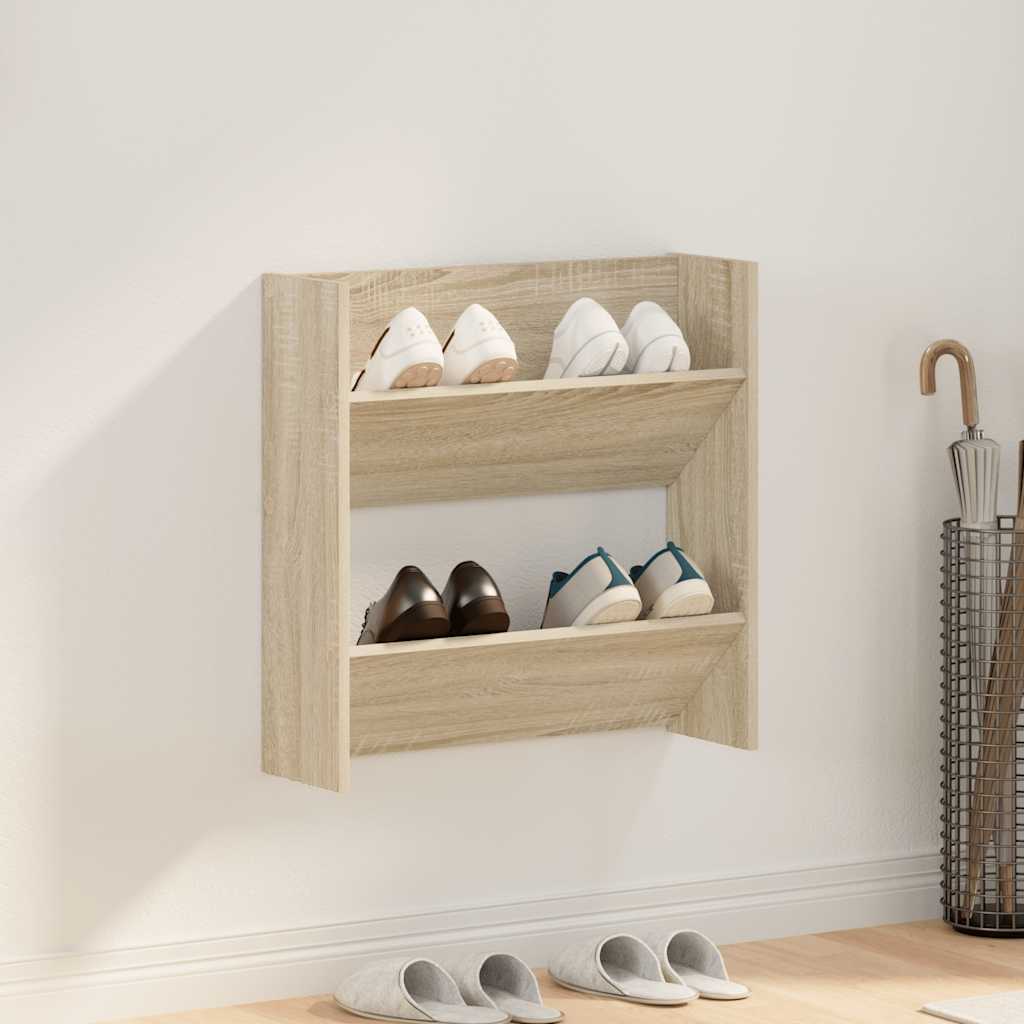 Vidaxl wandschoenenkast 60x18x60 cm spaanplaat sonoma eikenkleurig