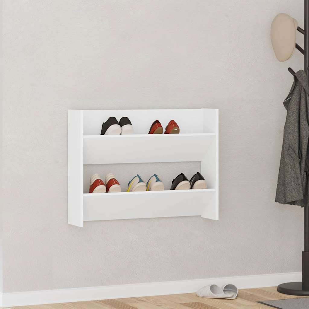 Vidaxl Wall Shoe Cabinet 80x18x60 cm Property Wood White