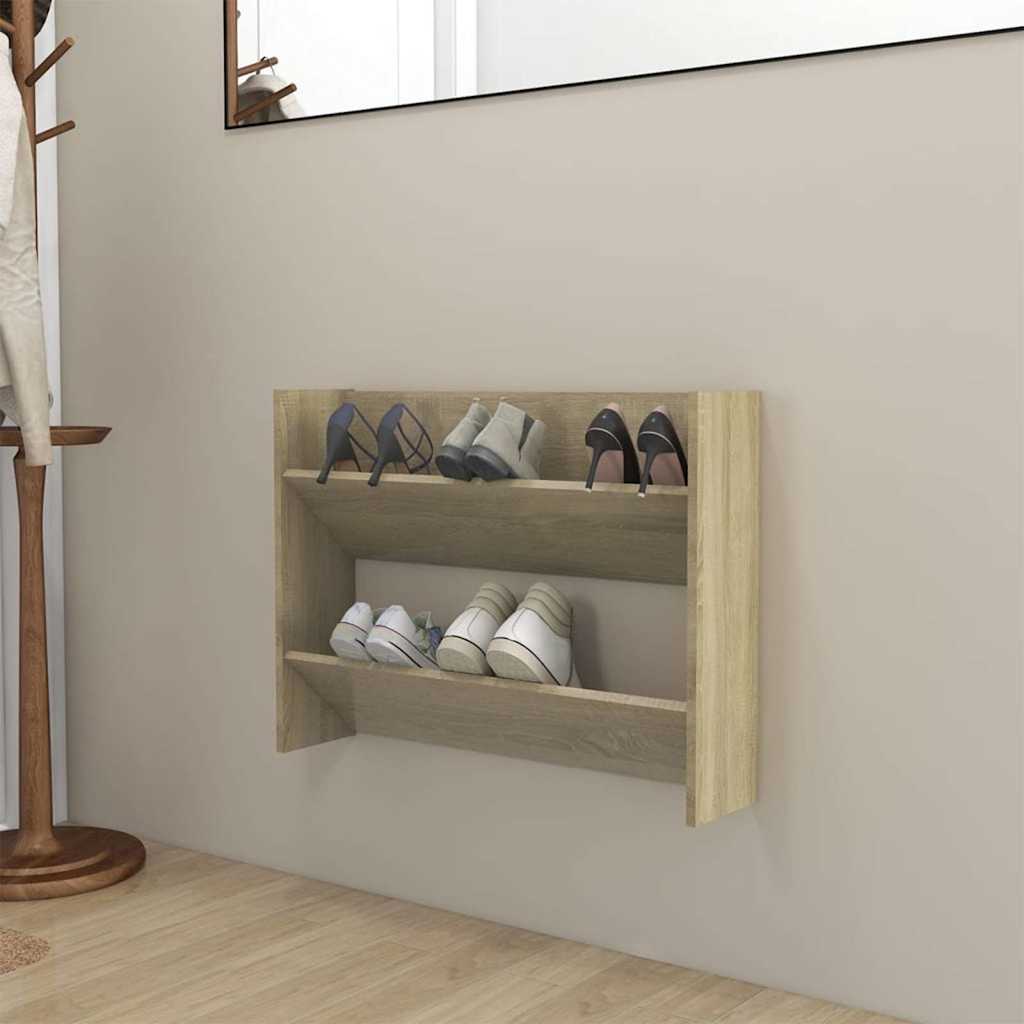 Vidaxl Wall Shoe Cabinet 80x18x60 cm Property Wood Sonoma Oak -farvet