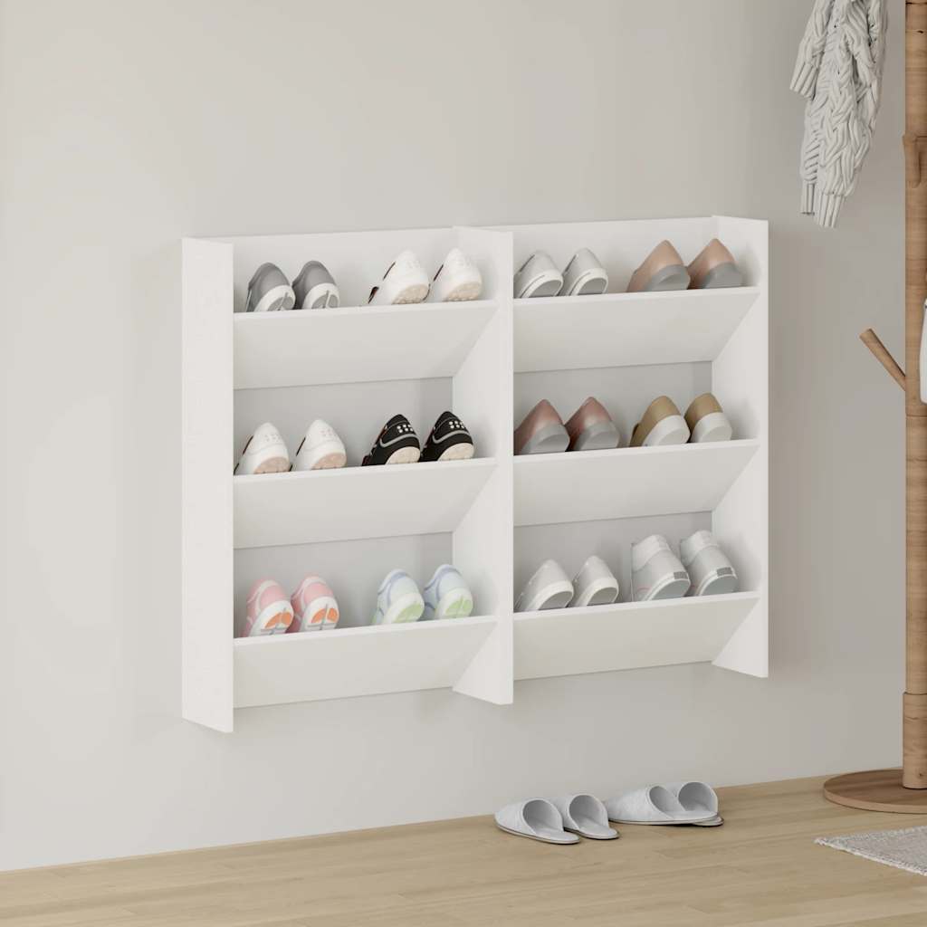 Vidaxl wandschoenenkasten 2 st 60x18x90 cm spaanplaat wit