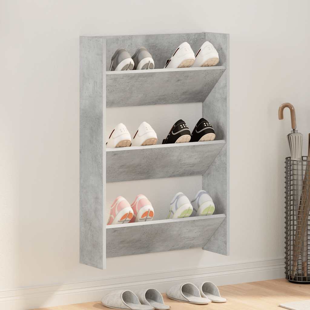 Vidaxl wandschoenenkast 60x18x90 cm spaanplaat betongrijs