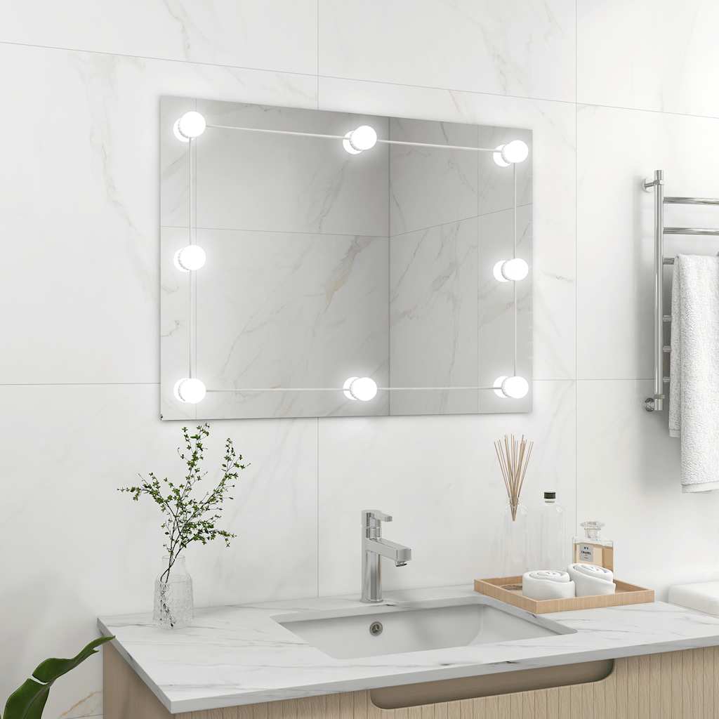 Vidaxx vægspejl uden ramme med LED-lamper, rektangulært glas