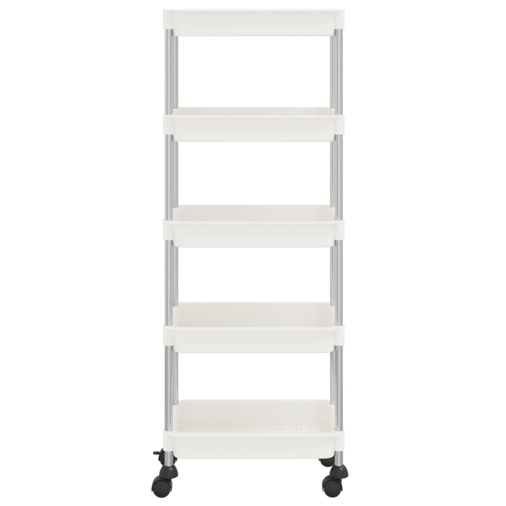 Vidaxl keukentrolley 5-laags 42x29x128 cm ijzer en abs wit