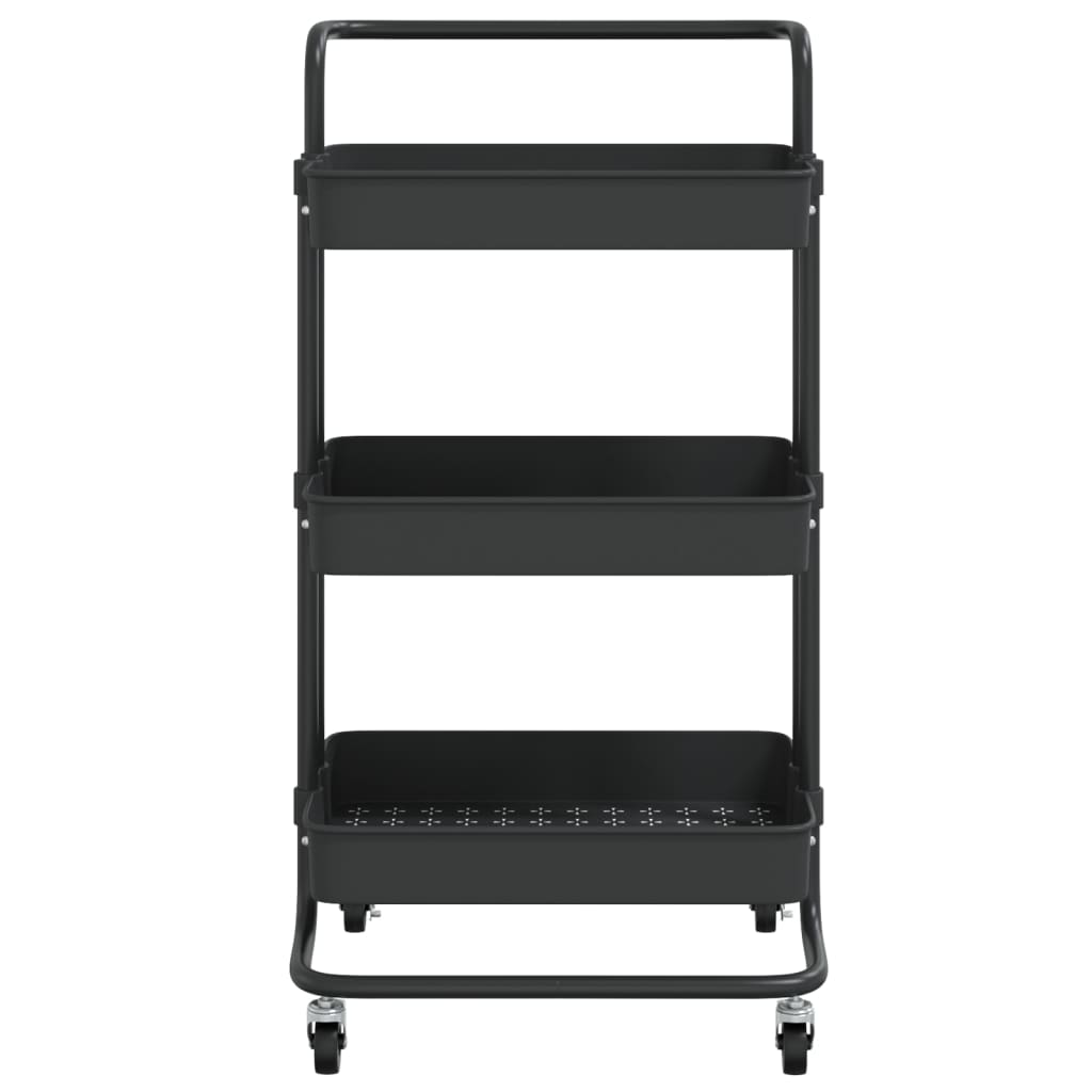 Vidaxl keukentrolley 3-laags 42x35x85 cm ijzer en abs zwart