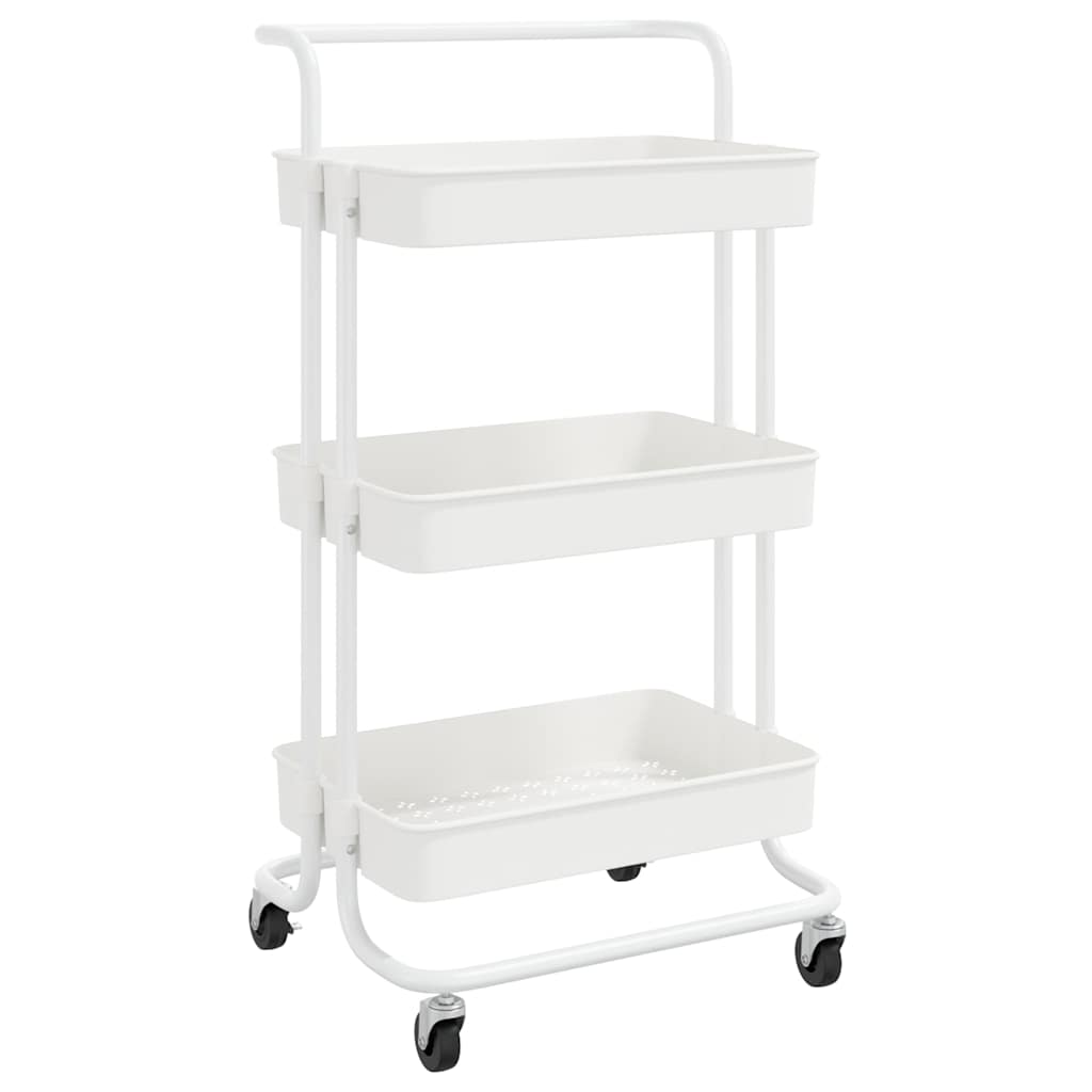 Vidaxl keukentrolley 3-laags 42x35x85 cm ijzer en abs wit