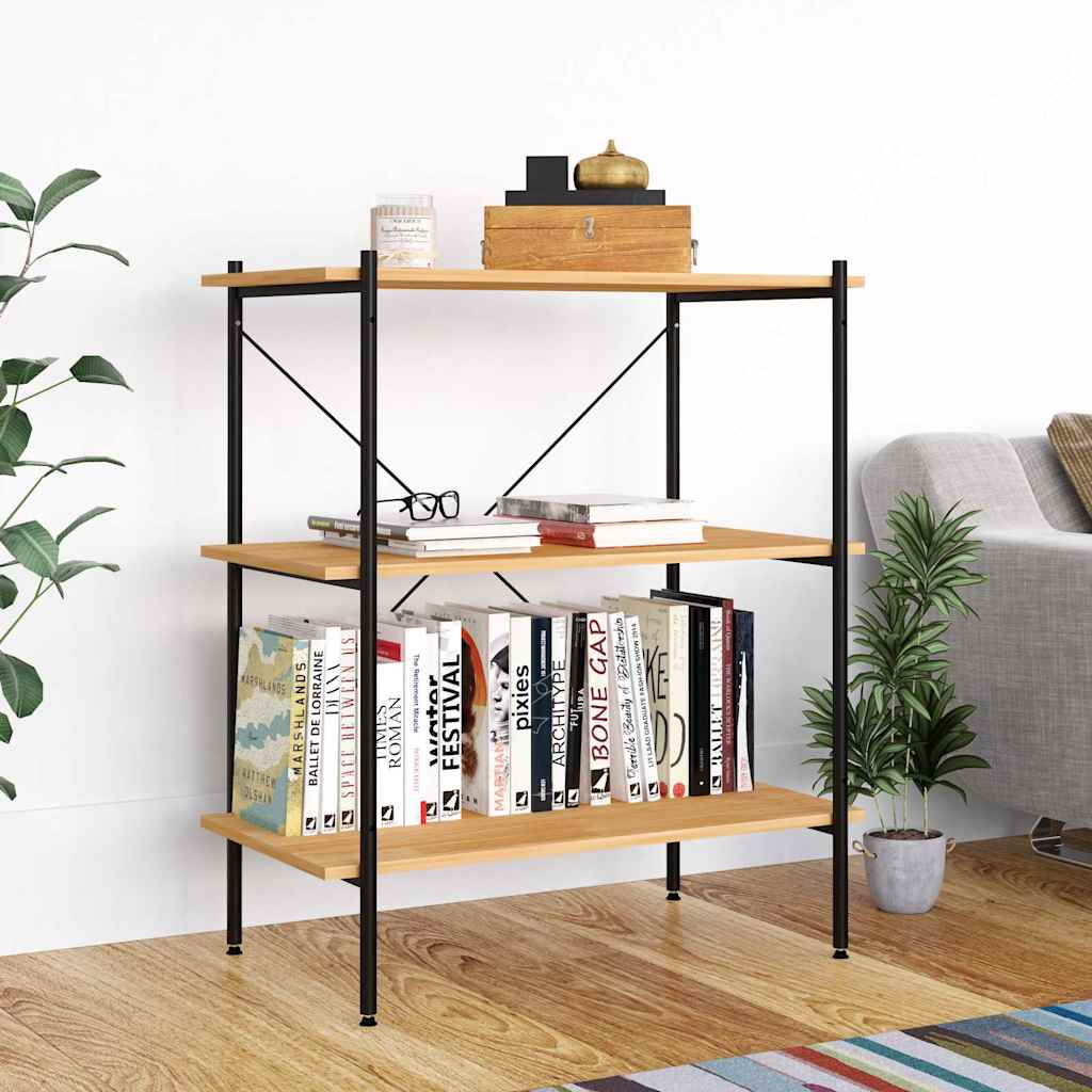 Vidaxl 3-laags stellingkast zwart en eiken 80x40x92 cm