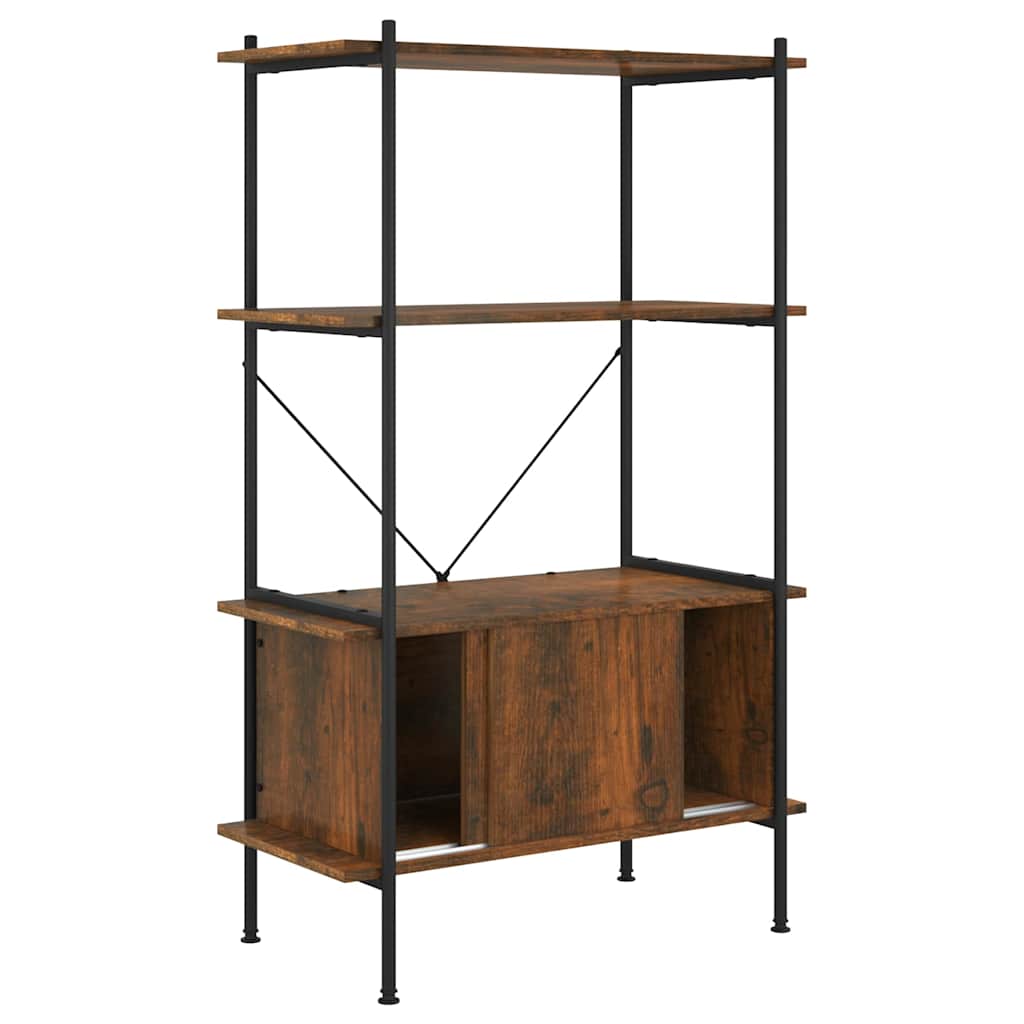 Vidaxl opbergrek 4-laags met kast 80x40x130 cm staal en bewerkt hout