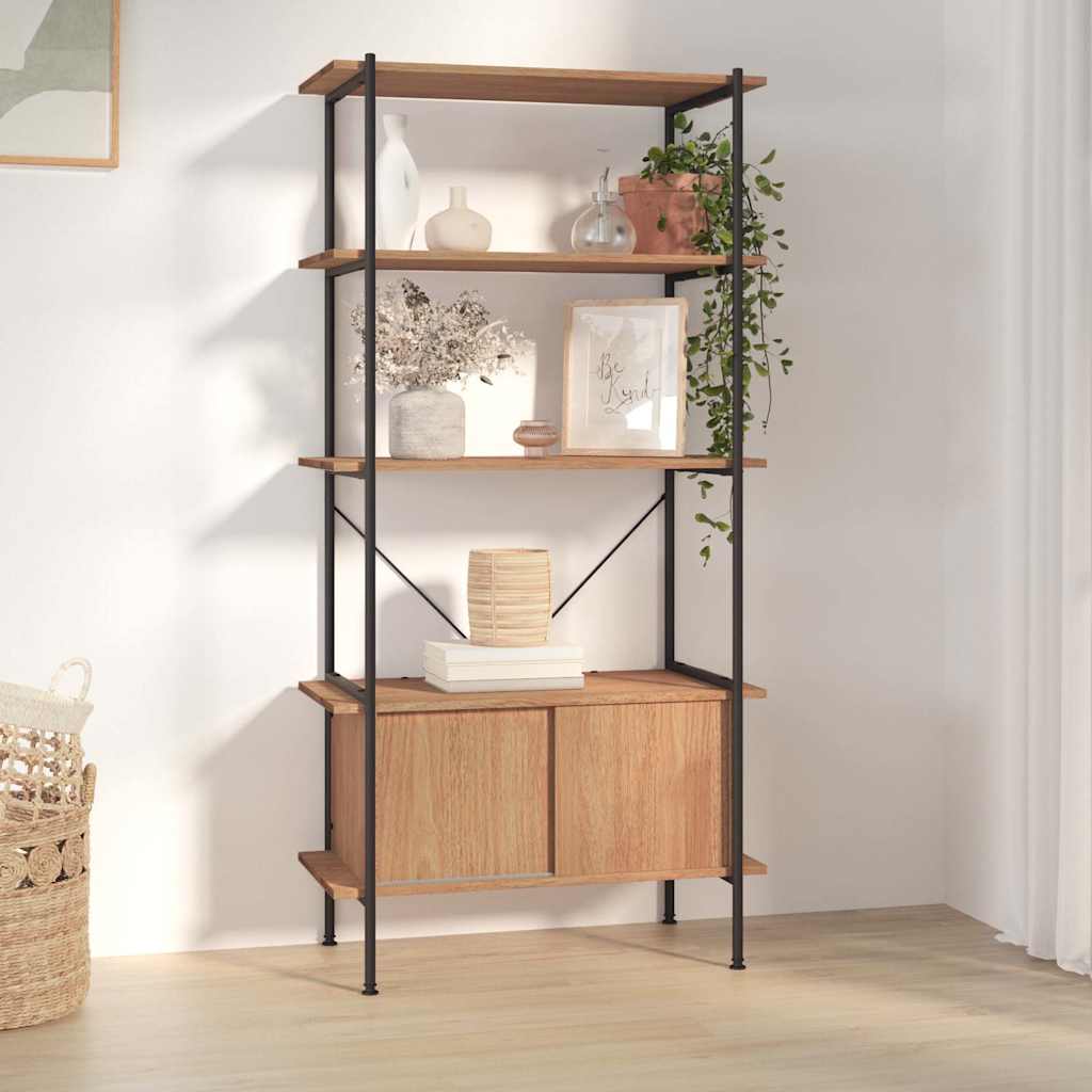 Vidaxl opbergrek 5-laags met kast 80x40x163 cm staal en bewerkt hout