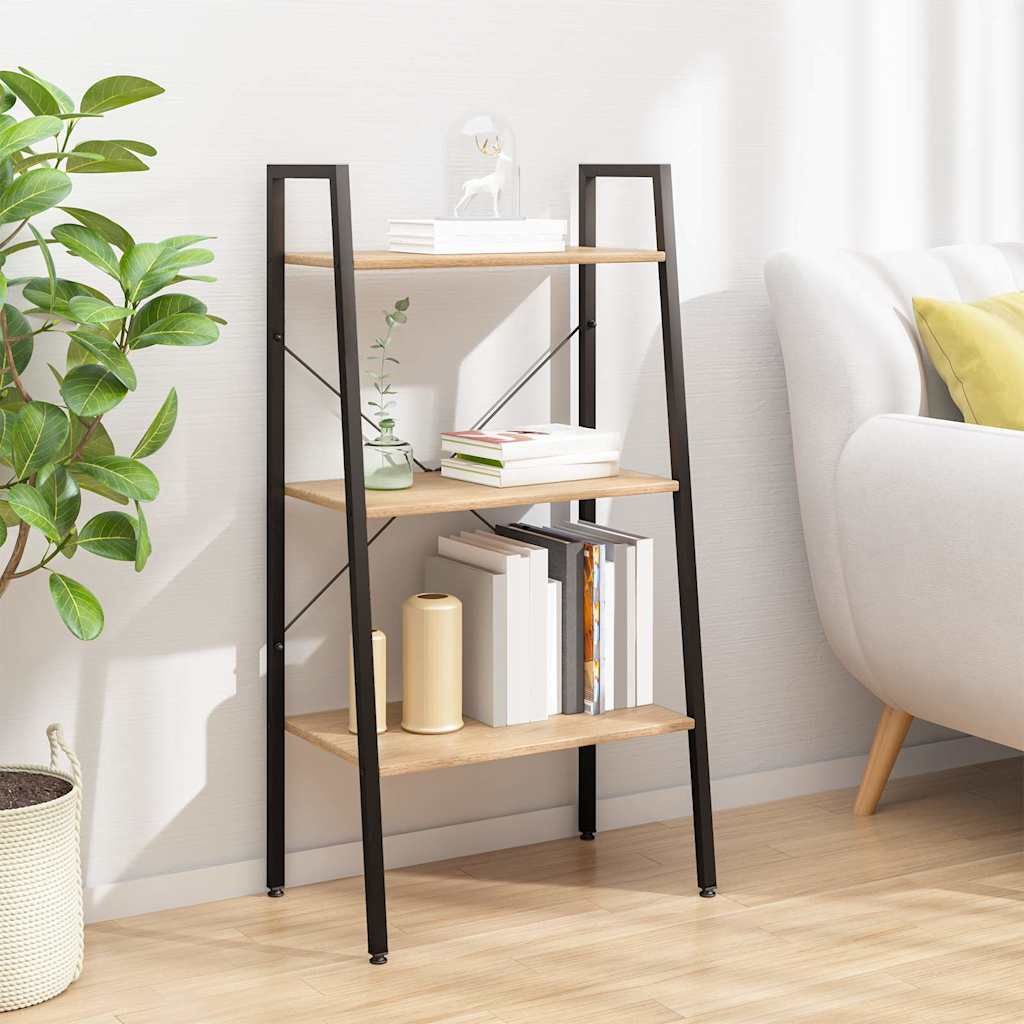 Vidaxl opbergmeubel met 3 lagen 56x35x108 cm lichtbruin en zwart