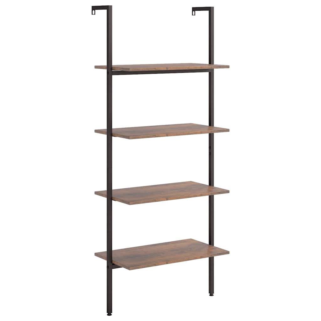 Vidaxl ladderrek met 4 schappen 64x35x152,5 cm donkerbruin en zwart