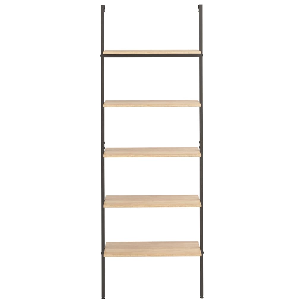 Vidaxl ladderrek met 5 schappen 64x35x185 cm lichtbruin en zwart