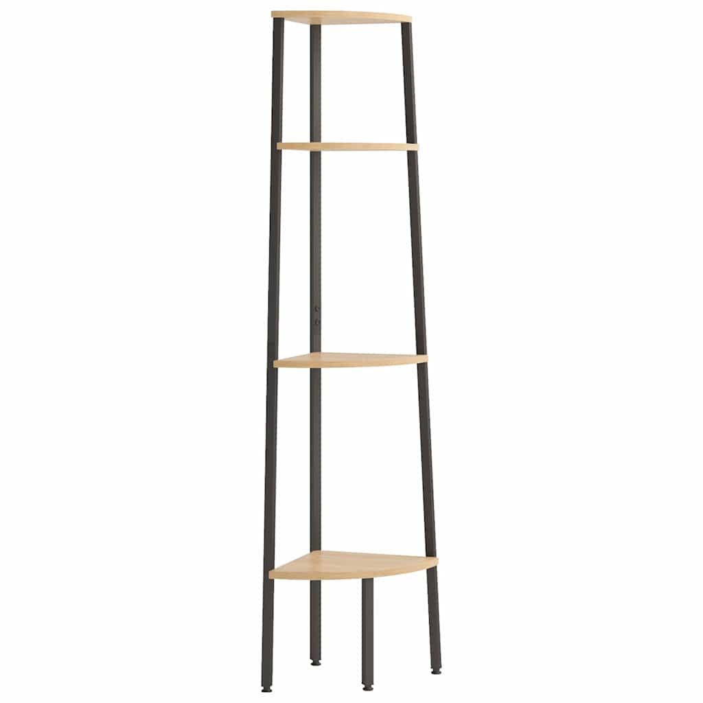 Vidaxl hoekkast met 4 lagen lichtbruin en zwart 45,5x31,5x150 cm