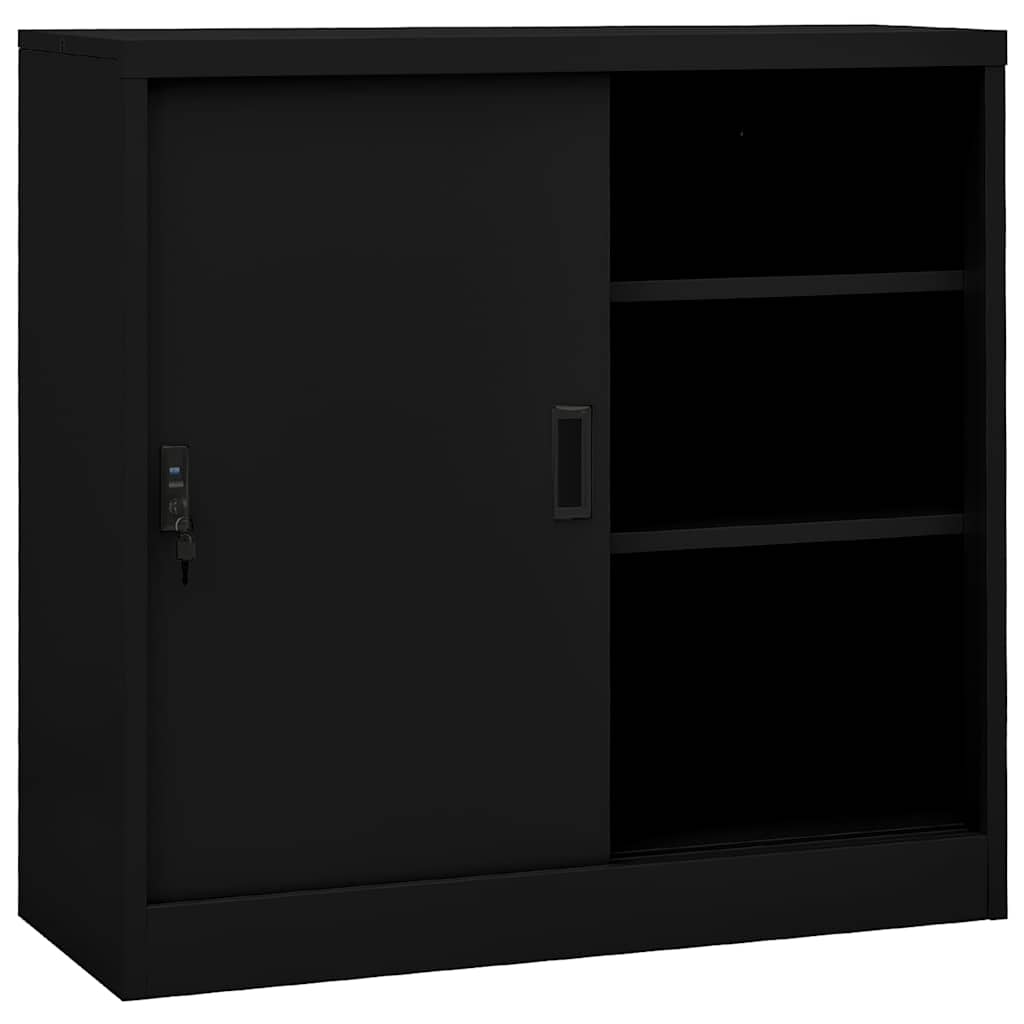 Vidaxl kantoorkast met schuifdeuren 90x40x90 cm staal zwart
