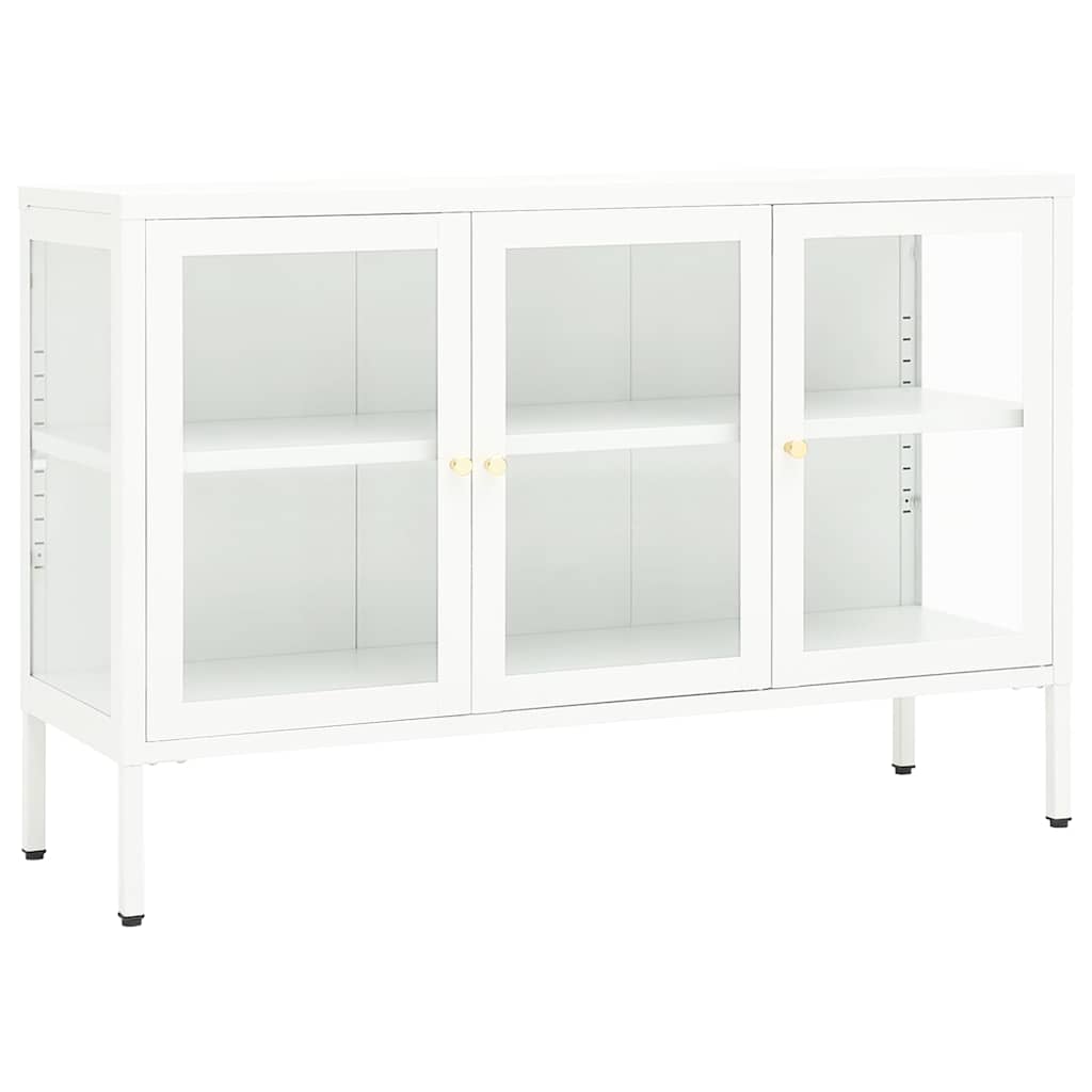 Vidaxl dressoir 105x35x70 cm staal en glas wit