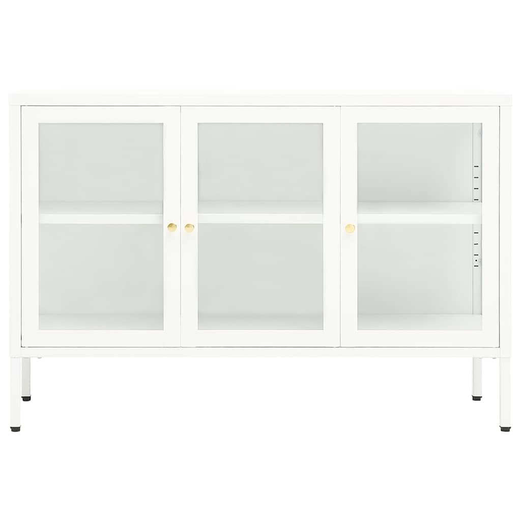 Vidaxl dressoir 105x35x70 cm staal en glas wit