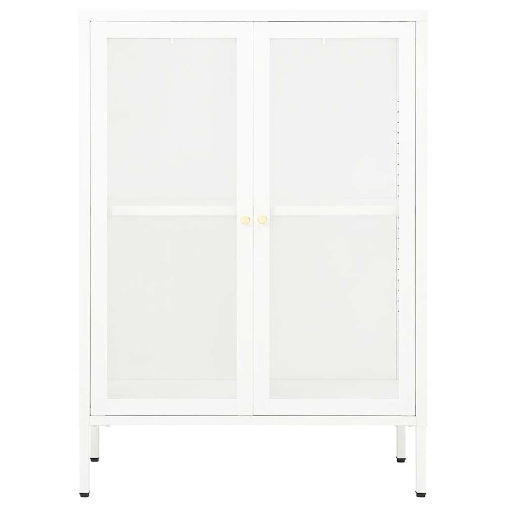 Vidaxl dressoir 75x35x105 cm staal en glas wit
