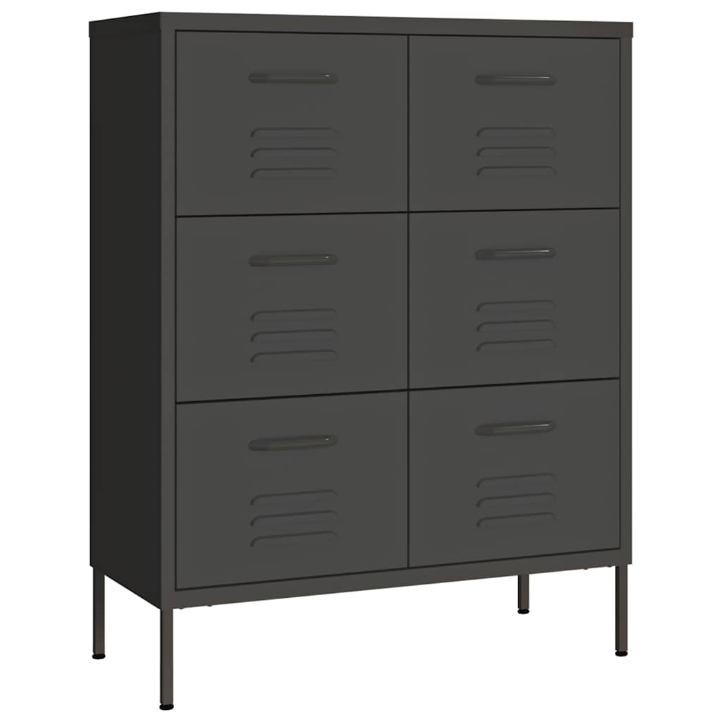 Vidaxl ladekast 80x35x101,5 cm staal antracietkleurig