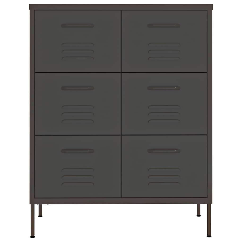 Vidaxl ladekast 80x35x101,5 cm staal antracietkleurig