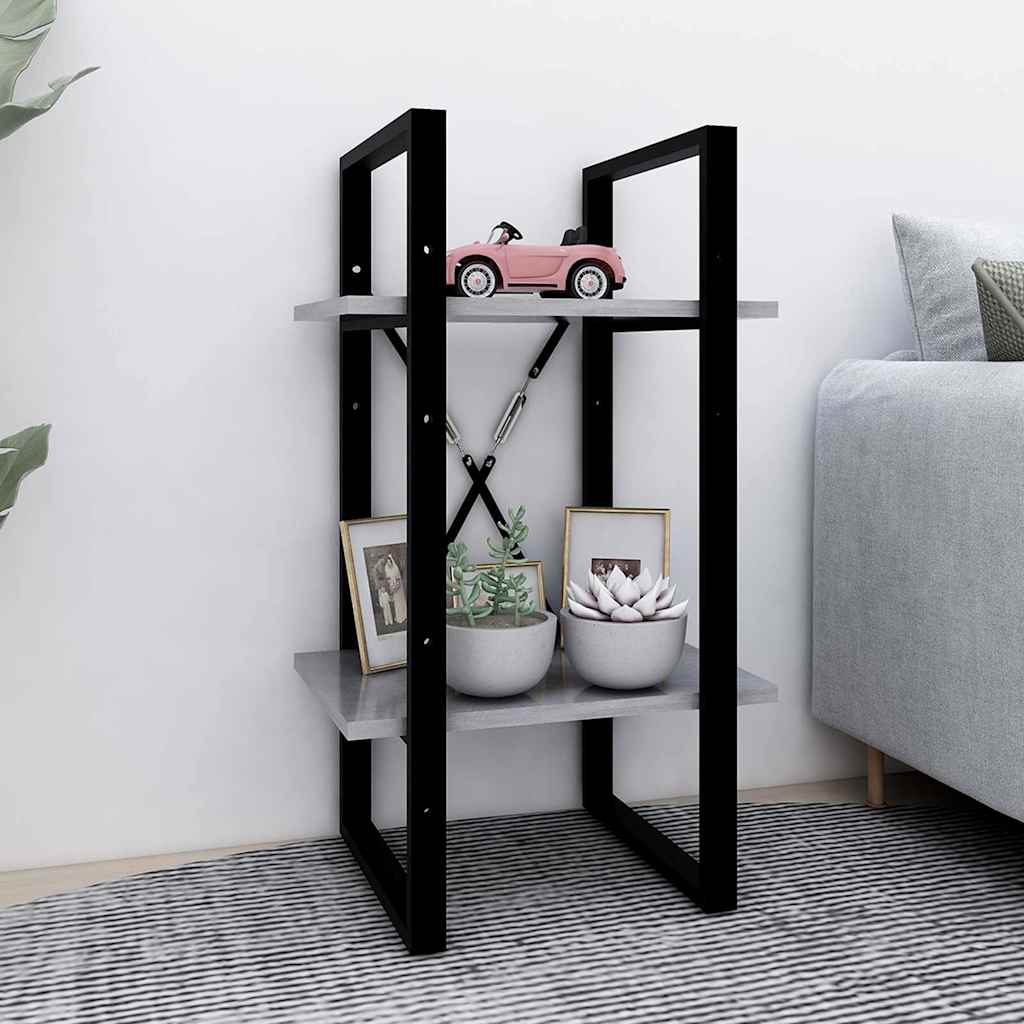 Vidaxl boekenkast met 2 schappen 40x30x70 cm bewerkt hout betongrijs