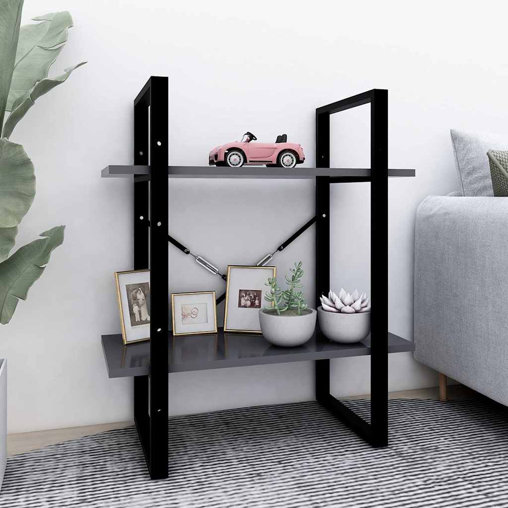 Vidaxl boekenkast met 2 schappen 60x30x70 cm bewerkt hout grijs