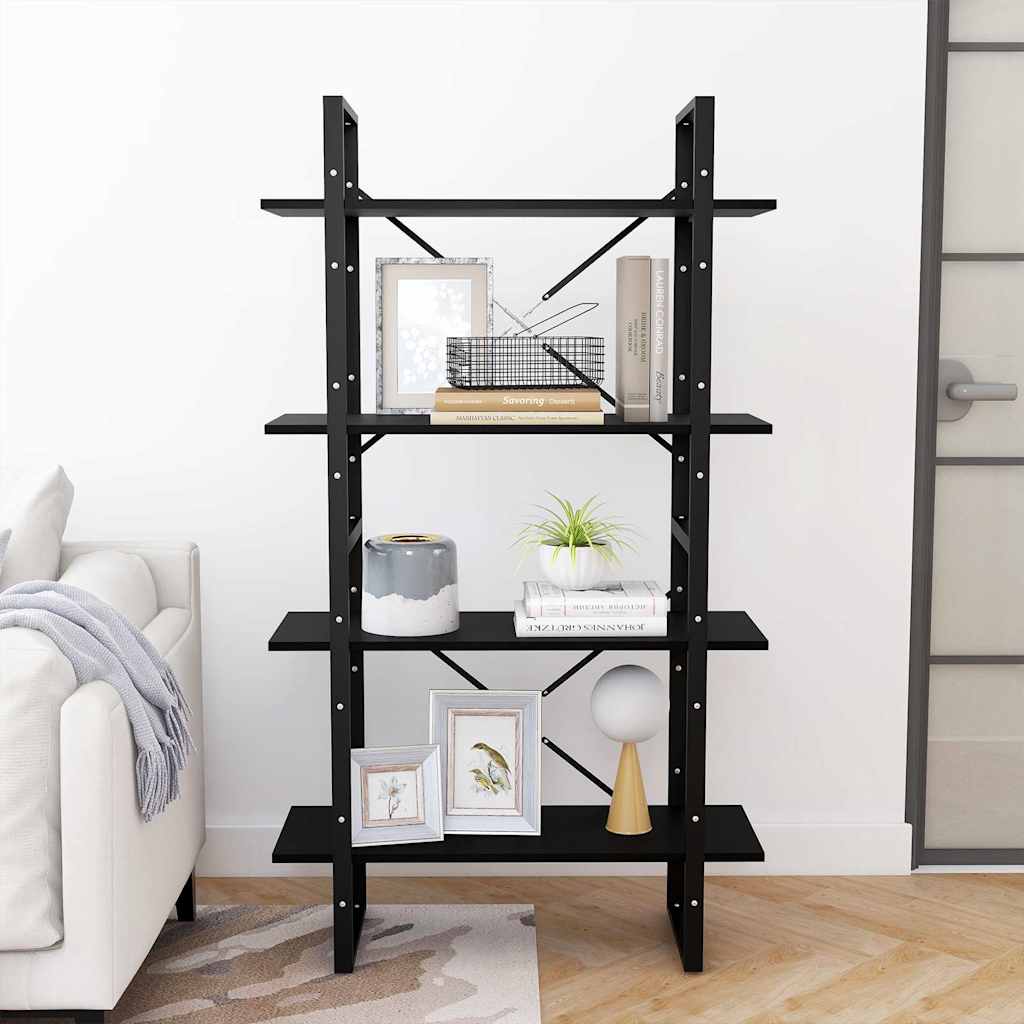 Vidaxl boekenkast met 4 schappen 80x30x140 cm massief grenenhout zwart