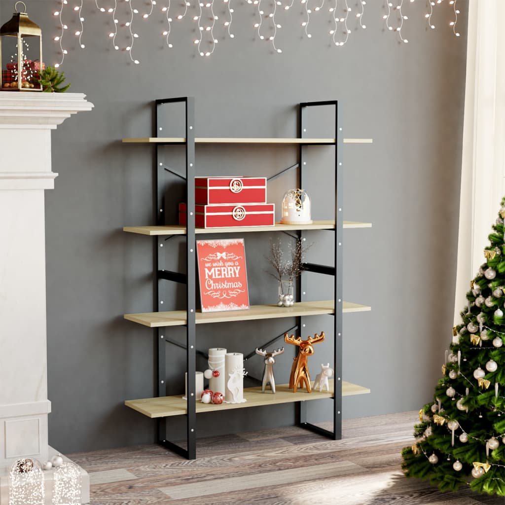 Vidaxl boekenkast 4 schappen 100x30x140 cm bewerkt hout sonoma eiken