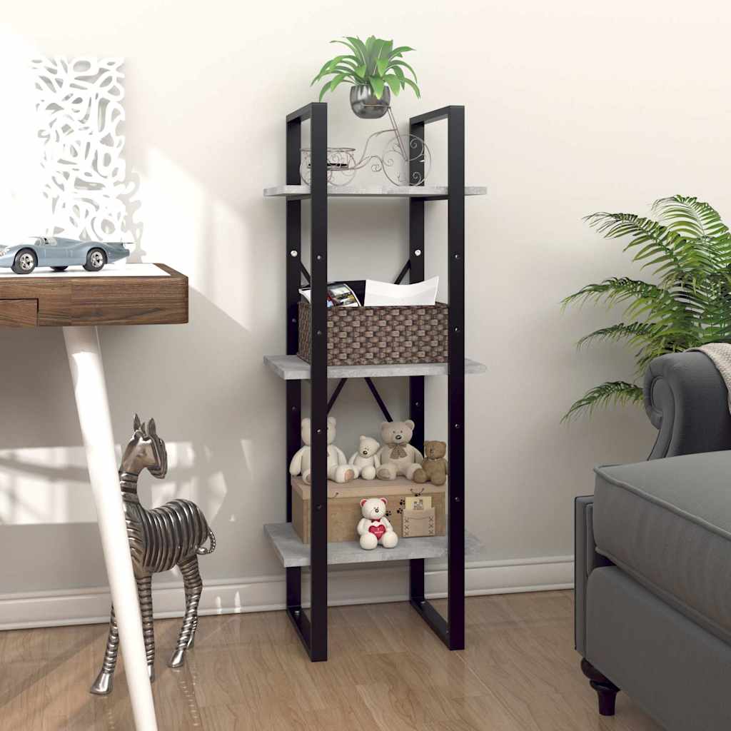 Vidaxl boekenkast met 3 schappen 40x30x105 cm bewerkt hout betongrijs