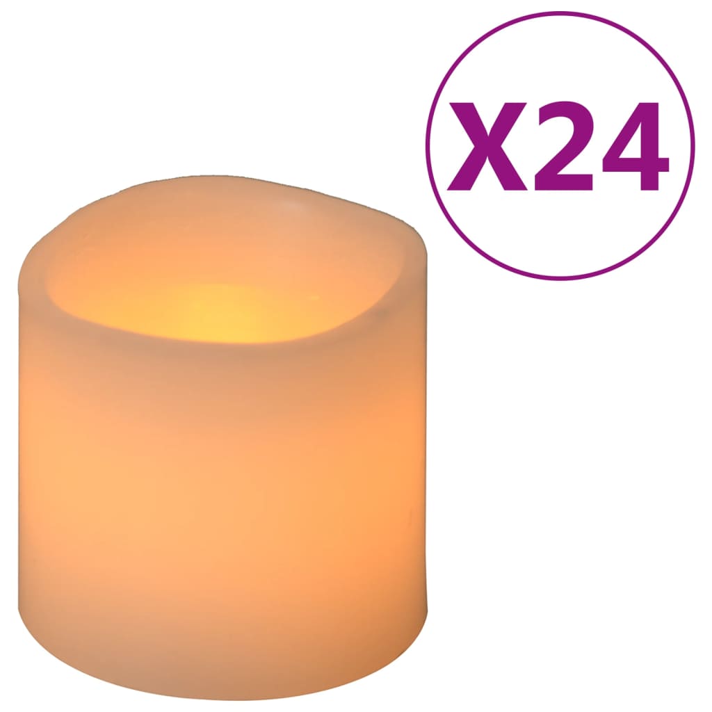 Vidaxl -stearinlys 24 st førte varm hvidt
