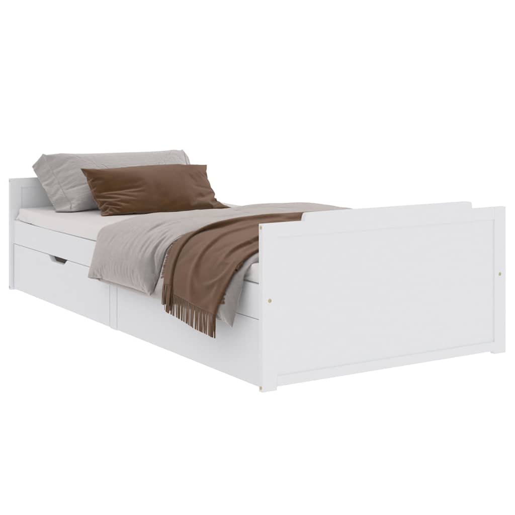 Vidaxl bedframe met lades massief grenenhout wit 90x200 cm