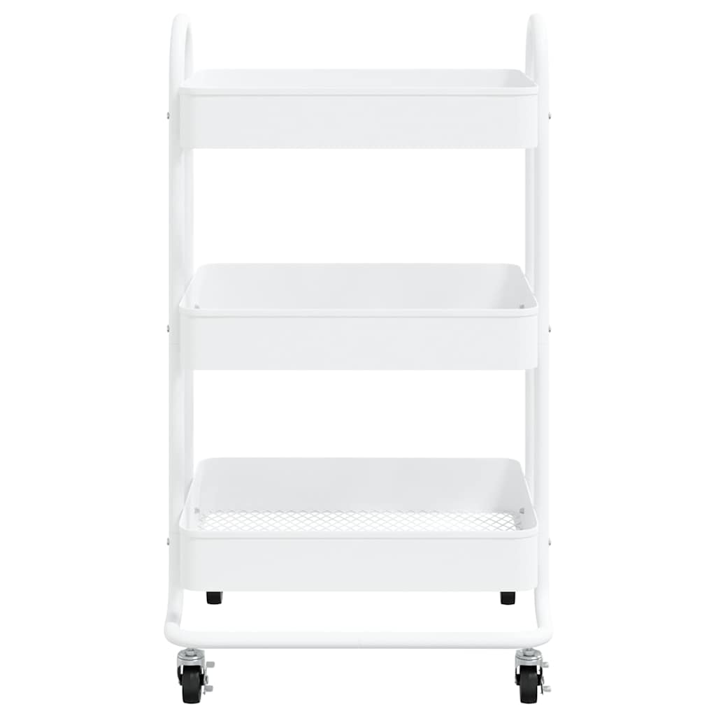 Vidaxl trolley 3-laags 43x34x79 cm staal wit