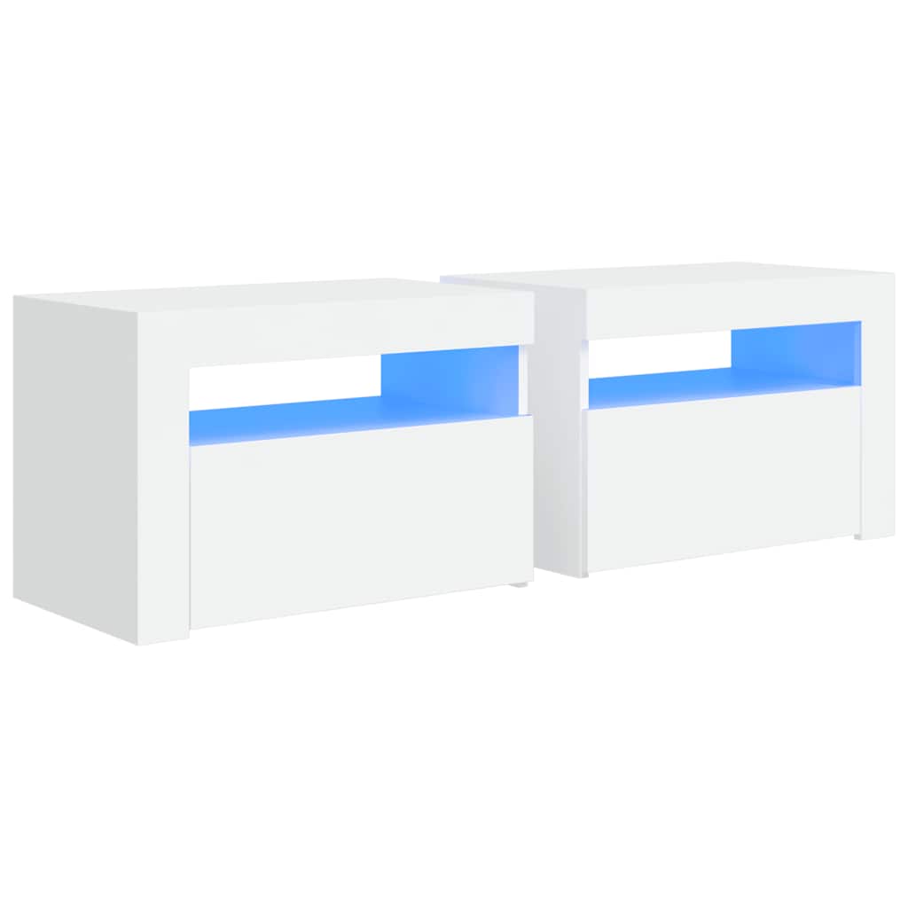 Vidaxl nachtkastjes 2 st led 60x35x40 cm wit